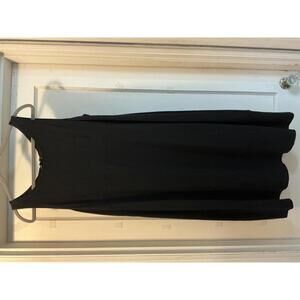 Eileen Fischer Jersey Dress Black Large Midi Keyhole Back GUC